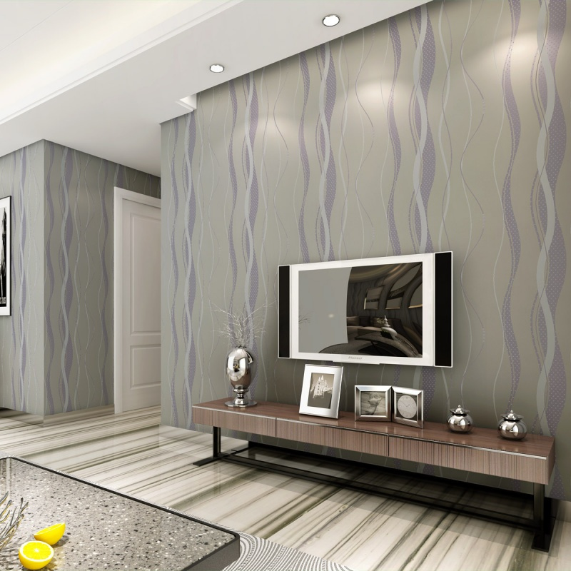环保简约现代影视墙壁纸无纺布条纹3d墙纸客厅卧室电视背景墙壹德壹