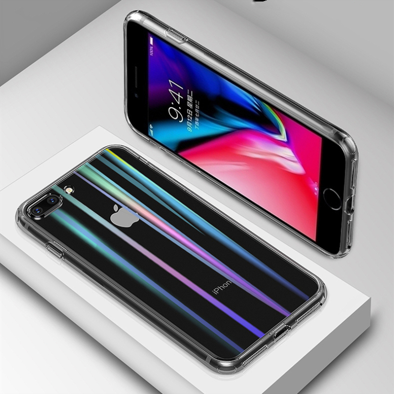 VIPin 苹果11/11pro/11promax/x/xs/max/xr/7/8plus手机壳镭射极光钢化玻璃TPU套