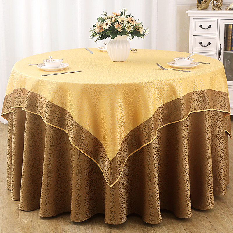 中式酒店餐厅饭店桌布布艺圆形家用双层桌布圆桌台布定做红色烈焰大红