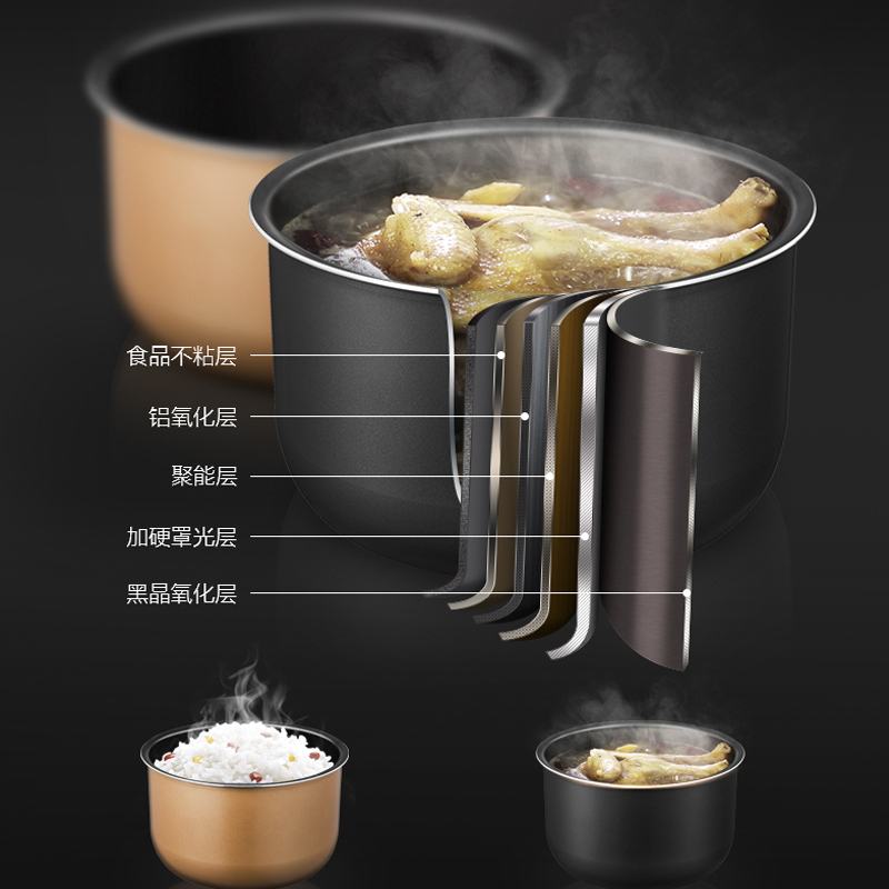 美的(Midea)电压力锅 YL50Simple105 家用5L一锅双胆家用多功能预约高压锅 微电脑开盖收汁