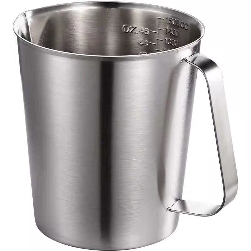 加厚304不锈钢量杯2000ml 奶茶咖啡量杯带刻度2L 拉花杯实验杯 500ML刻度