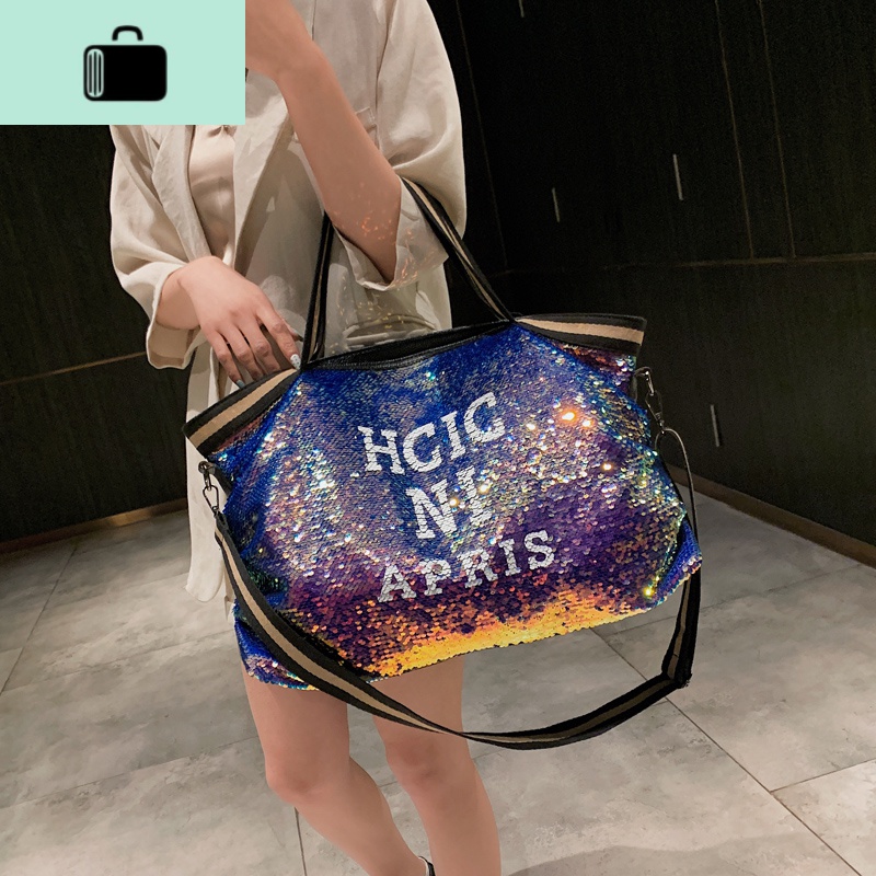 洋气亮片字母大包包女2020新款潮韩版百搭手提斜挎包大容量单肩包NEWLAKE高清大图