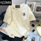 HLCOMAN奶系复古可爱小熊刺绣彩点短袖T恤男女夏季甜美减龄百搭休闲上衣