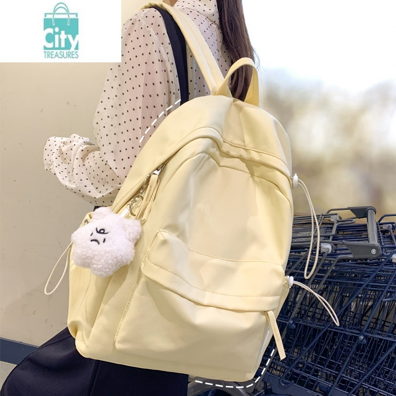 bangdou简约书包女大学生初中生百搭背包韩版小学生三到六年级休闲