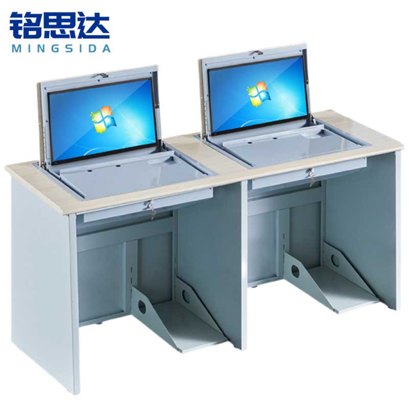 铭思达翻转电脑桌双人位张高清大图