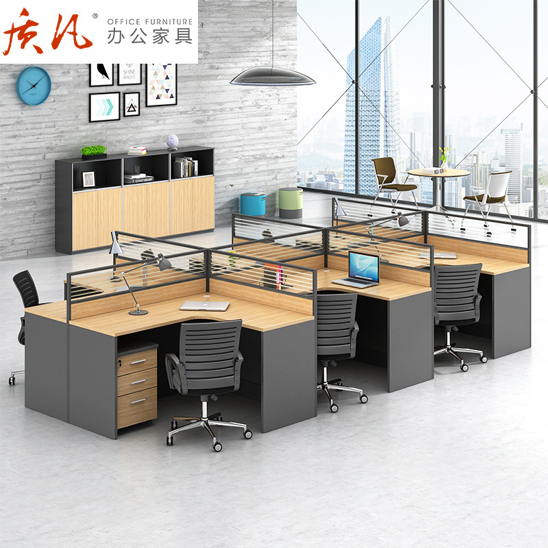 质凡职员四人位办公桌简约现代公司办工作桌屏风双人电脑办工桌