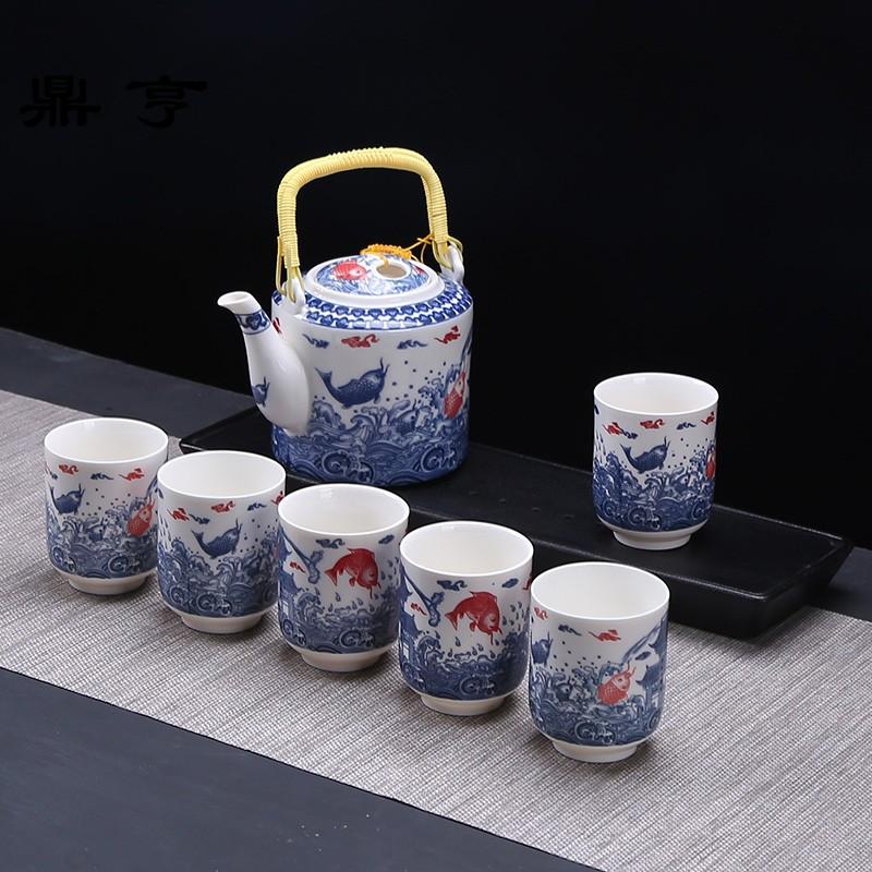 鼎亨晨希脸谱桥壶家用酒店餐厅提梁茶壶大水壶陶瓷日式茶具套装简