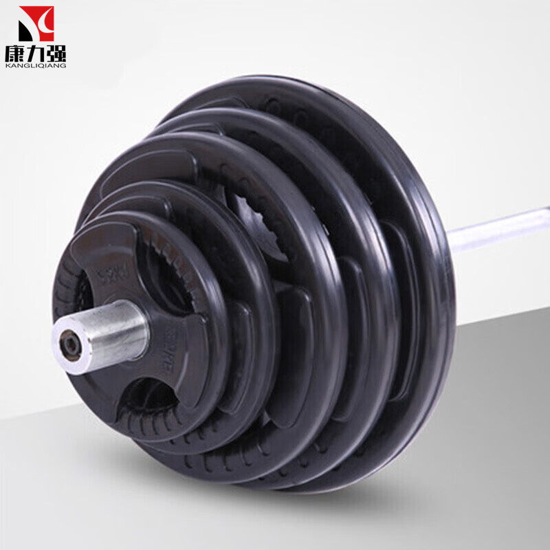 康力强卧推包胶杠铃套装 奥杆铸铁举重杠铃男士健身器材套装高清大图