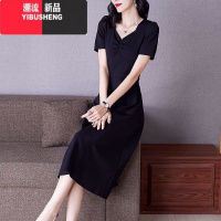 YIBUSHENG赫本风小黑裙女2022季新款轻熟气质修身裙子法式黑色连衣裙长裙