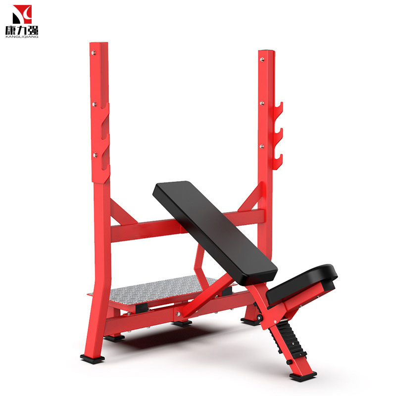 康力强KLQ957商用悍马系列健身房卧姿式上斜推胸训练架杠铃推举椅高清大图