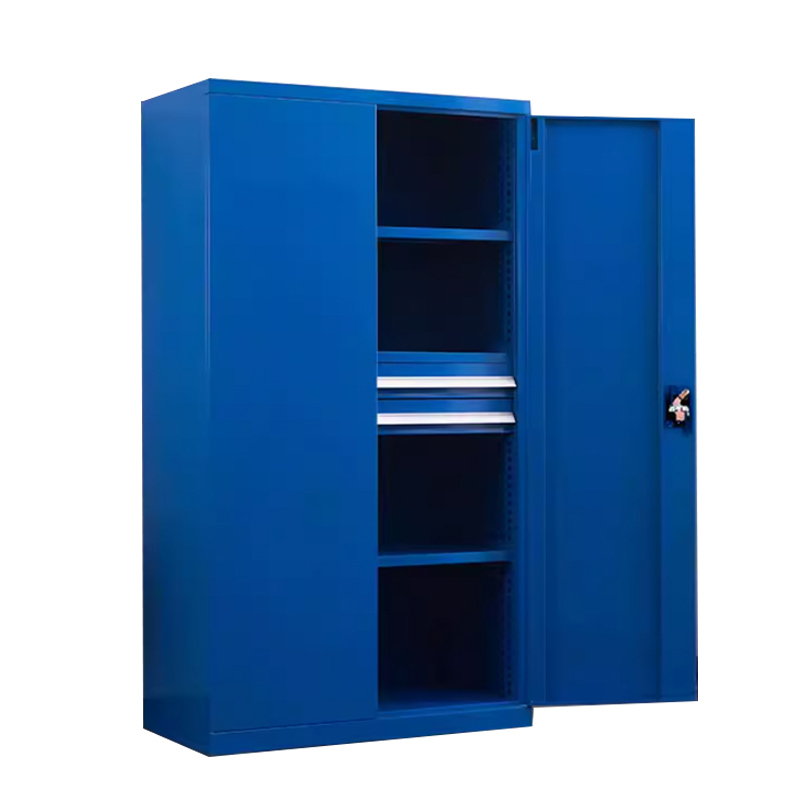 豪利特重型工具柜加厚物件工具储物柜工厂铁皮柜汽修厂零件收纳柜蓝色四层二抽