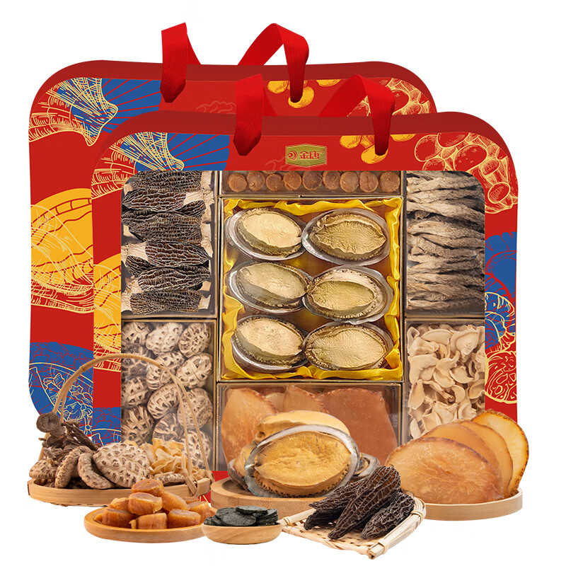 金唐 山海佳肴礼盒758g海鲜羊肚菌鲍鱼元贝 中秋送礼礼品