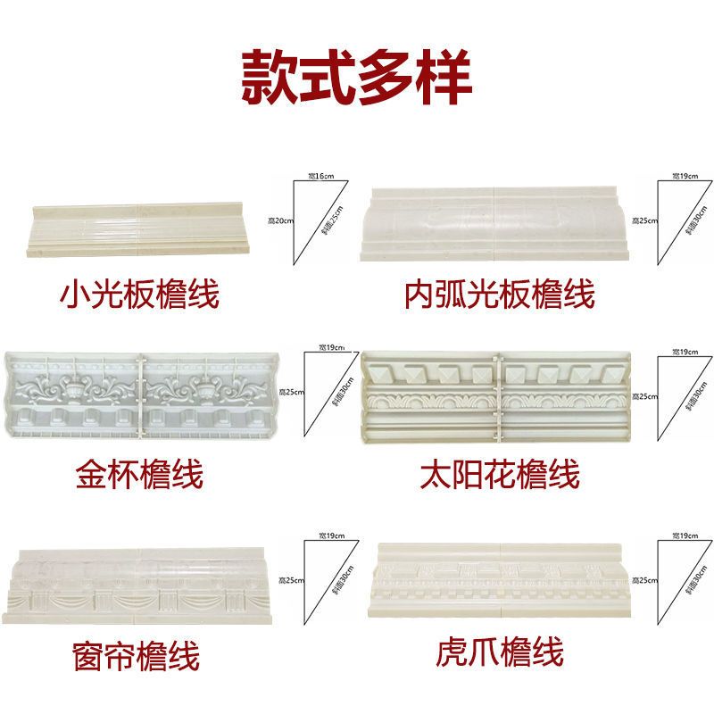 现浇水泥屋檐线条模具农村别墅外墙装饰罗马柱子水泥阳台房出檐 阳角 内弧光板款式/加厚款