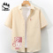 Claw money薄款短袖衬衫男女五分袖夏季潮流冰丝情侣装衬衣外套男