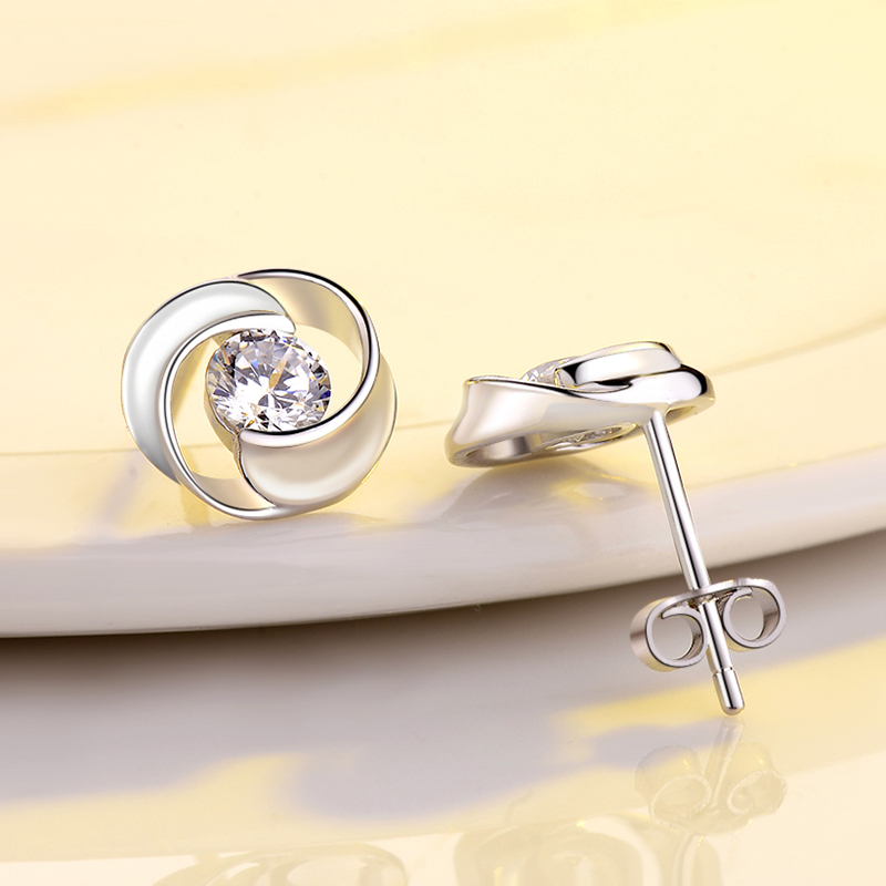 s999纯银耳钉女 耳饰银饰饰品耳环女 韩版时尚女款 生日礼物送女朋友