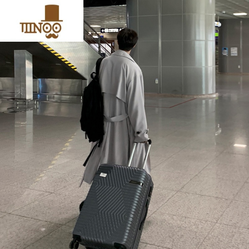 YANXU韩版风衣男中长款潮流帅气过膝长款大衣2023感宽松外套高清大图