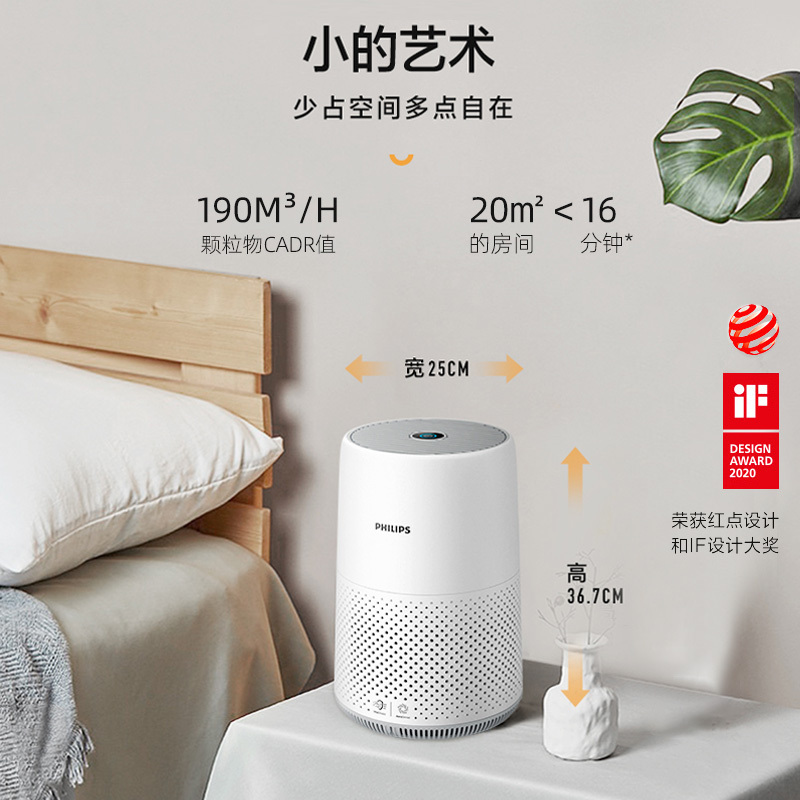 飞利浦(Philips)家用桌面空气净化器小型AC0819卧室去除雾霾除菌率99%高清大图