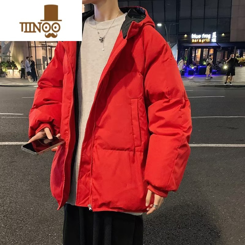 YANXU港风棉衣男款潮牌ins冬季加厚大码潮流冬装纯色面包棉服棉袄外套高清大图