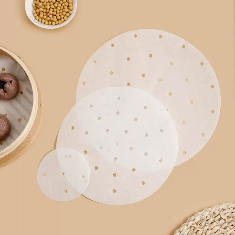 宜洁 一次性蒸笼纸食品圆形蒸包子馒头不粘纸垫布屉布油纸 直径23cm*20张高清大图