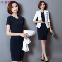 2018夏季职业女裙套装气质显瘦外套短袖连衣裙女两件套工作服