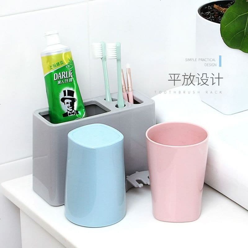 多规格牙刷架子洗漱套装带杯子壁挂式免打孔无痕粘贴挂钩漱口杯座 四口之家[2+2]牙刷架图片