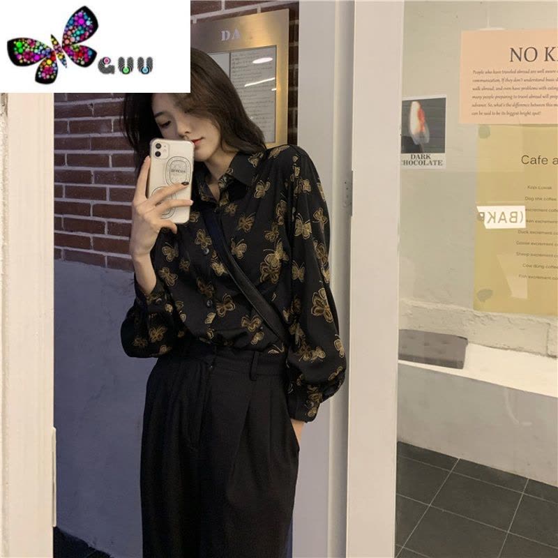 语娄大码胖妹妹蝴蝶衬衫女装新款设计感小众复古港风轻熟法式上衣图片