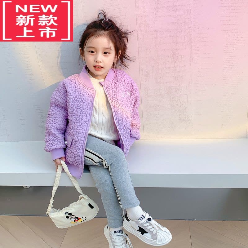 可莉允女童棉服冬季轻薄宝宝秋冬装2022新款棒球服休闲童装儿童夹棉外套图片