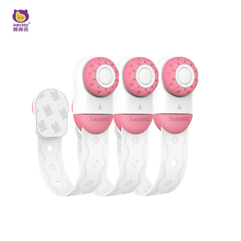 [棒棒猪]儿童安全密码锁三个装(BBZ-33C)可爱粉
