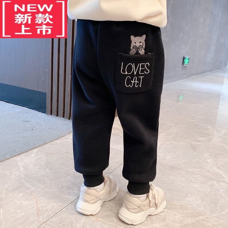 可莉允儿童加绒裤子秋冬款外穿加厚女童保暖运动休闲裤宝宝冬季婴儿卫裤保暖裤图片