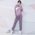 运动套装女宽松透气显瘦运动服跑步速干衣训练健身瑜伽服 XL【建议：120-135斤左右】 浅紫色两件套RTC27562