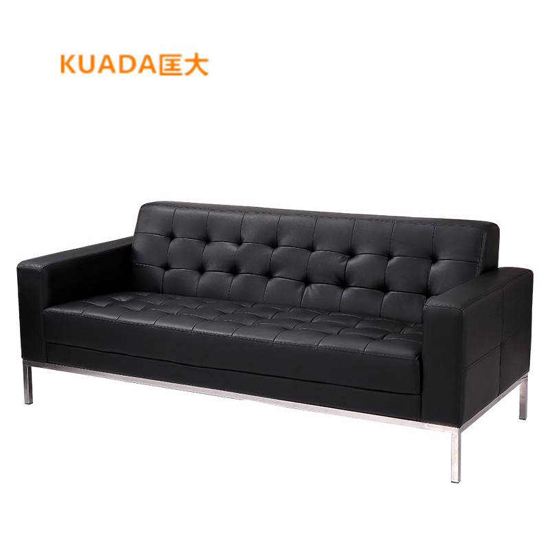 匡大 办公沙发组合商务接待西皮沙发三人位KDSF0802 黑色