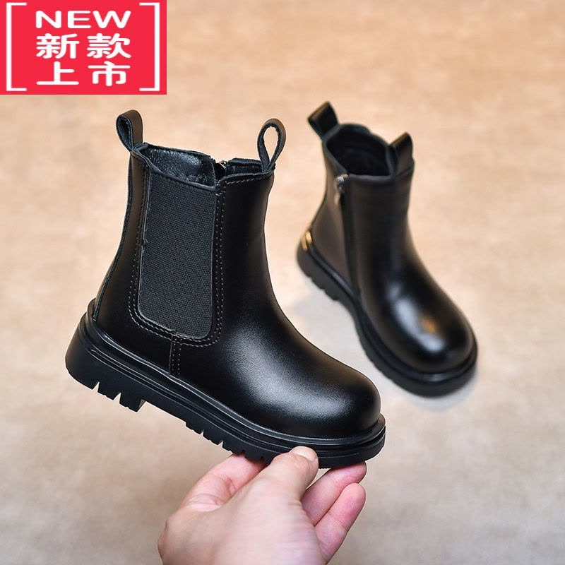 可莉允女童靴儿童马丁靴2022秋季新款加绒保暖靴子短靴烟筒靴皮靴秋冬款图片