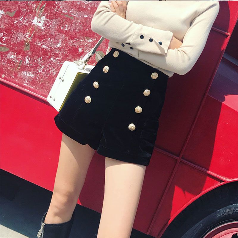 【加厚】裤子女学生韩版宽松新款靴裤高腰显瘦百搭外穿阔腿短裤冬臻依缘