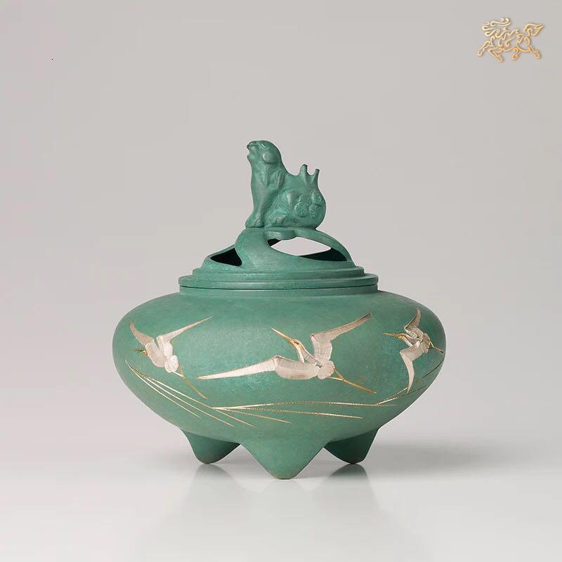 全铜摆件《高冈铜器之鶴彫金（小）》铜工艺品香炉_760