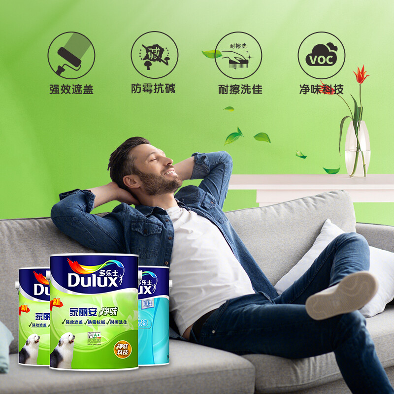 多乐士(Dulux)家丽安净味内墙乳胶漆 墙面漆油漆涂料 A991+A749 套装15L 哑光白色高清大图