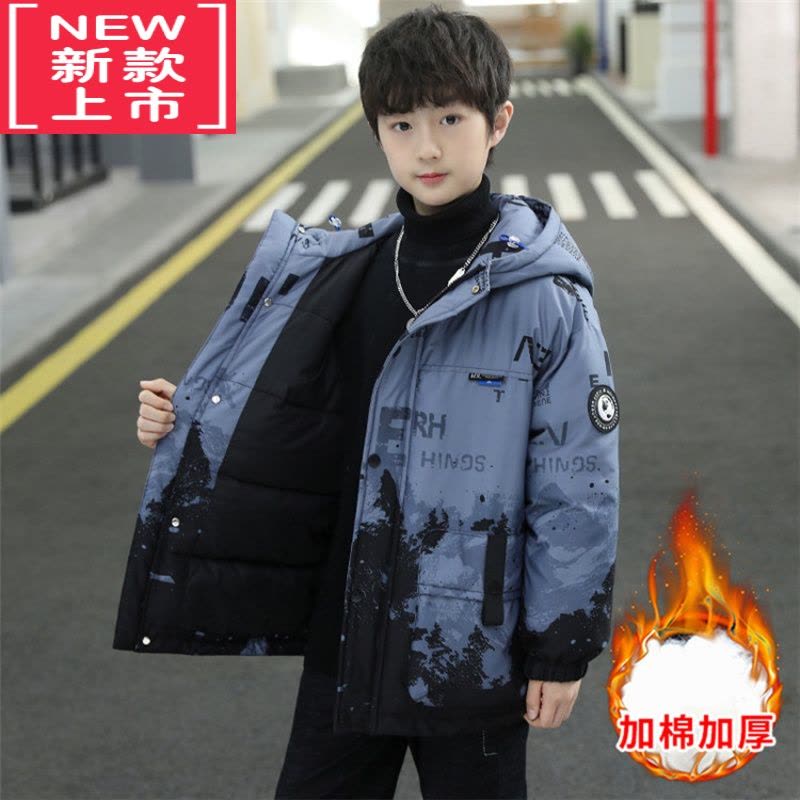 可莉允男童冬装棉衣大童2022年新款网红加厚羽绒棉服男孩洋气保暖棉袄潮图片