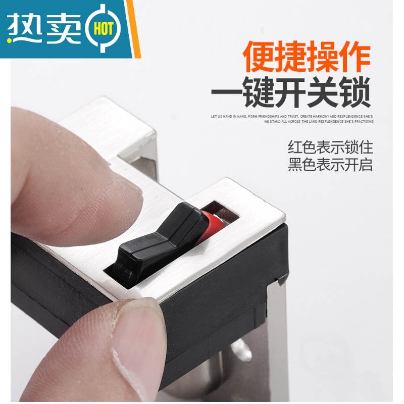 显彩防盗链门链门后暗藏式宾馆安全插销酒店门栓防盗房门锁扣隐藏暗装 拉丝银色-[明装款]04型号房门安全扣高清大图