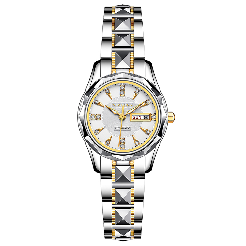 威顿(veadons)机械表手表女士时尚潮流简约防水夜光双历女士手表全