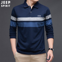 JEEP SPIRIT吉普长袖T恤男士秋冬季潮流帅气翻领上衣服纯棉休闲POLO衫