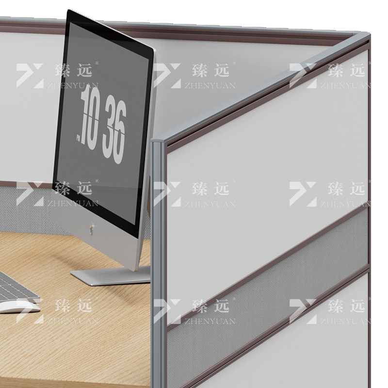 臻远 ZYGW-014屏风工作卡位职员桌办公桌F型双人位高清大图