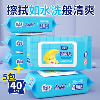 爱恩倍湿厕纸水润清爽宝宝婴儿擦屁屁湿厕纸擦拭细菌遇水可冲散无纺布湿巾纸40片*5包