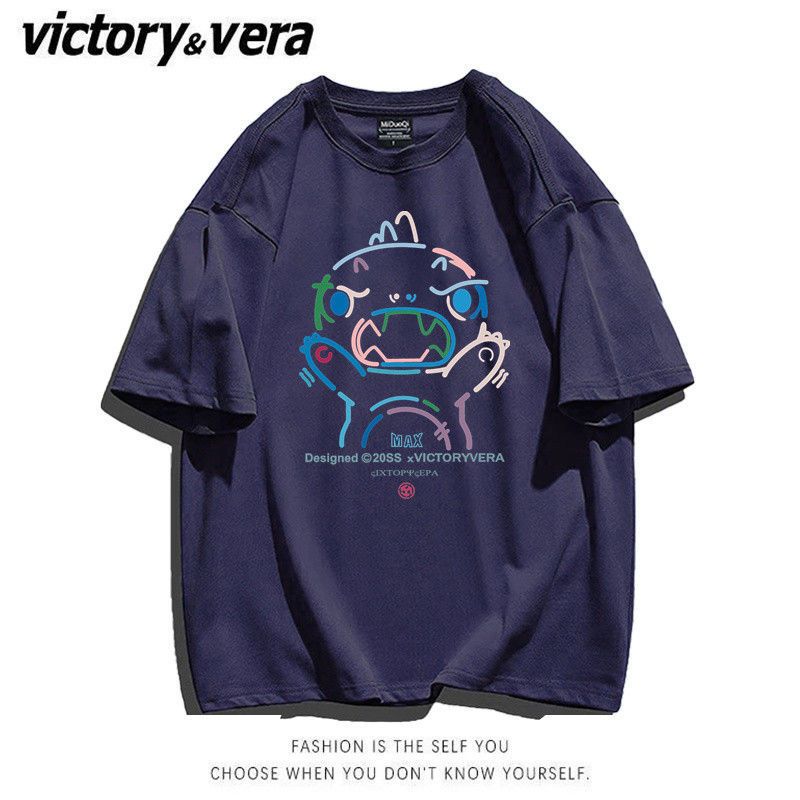 VICTORYVERA短袖t恤女学生宽松韩版夏季ins潮2022新款印花上衣服