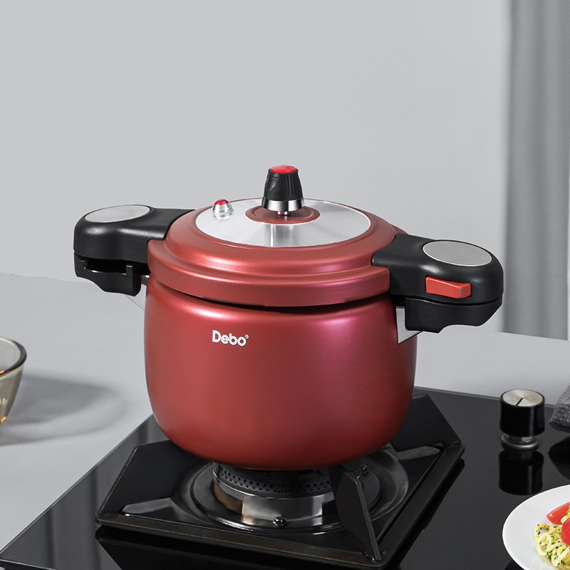 Debo德铂高压锅电磁炉通用家用明火铝合金不粘防爆大容量压力锅20cm 红色