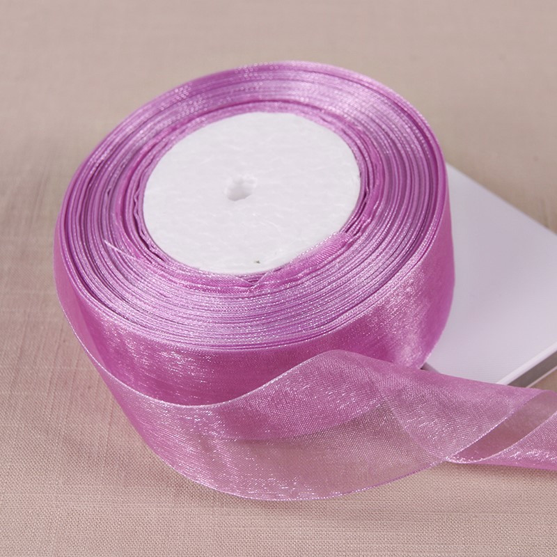 家柏饰(CORATED)绸带彩带优雅仙女衣服装饰软饰品七彩色红宽结婚配长透明丝带彩条 粉紫色1170#45米