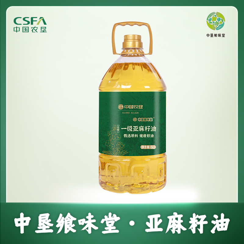 中垦飨味堂 冷榨一级亚麻籽油 5L 单位:桶高清大图
