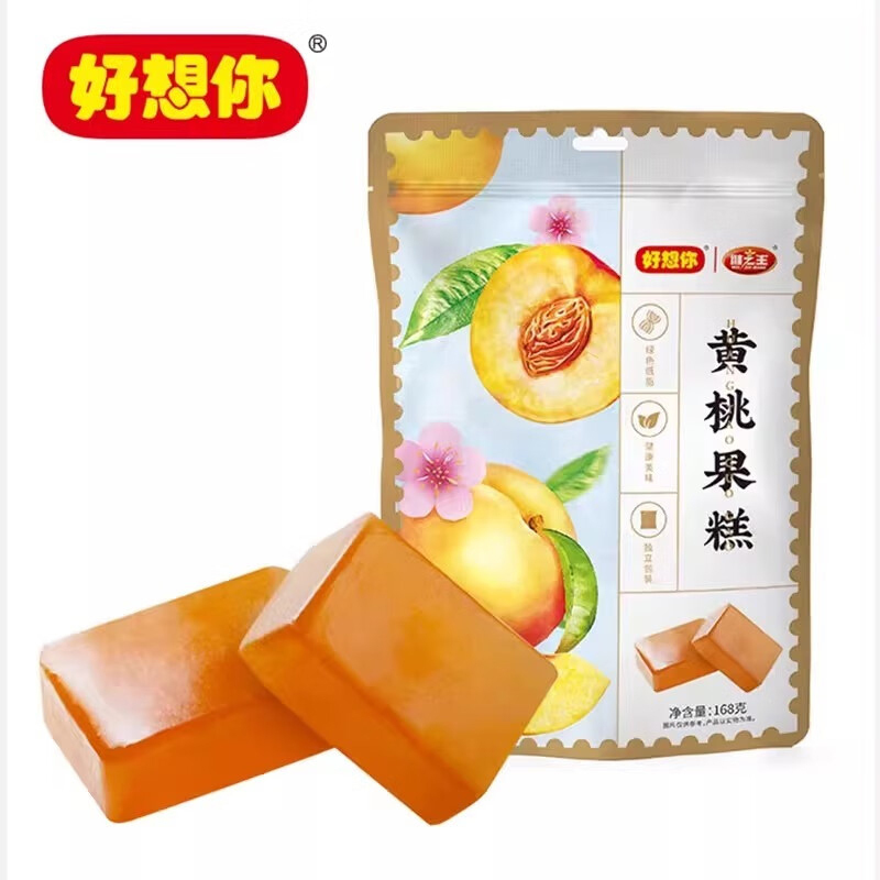 好想你果肉细腻酸酸甜甜休闲零食蜜饯果脯儿童小吃黄桃果糕168g*3袋