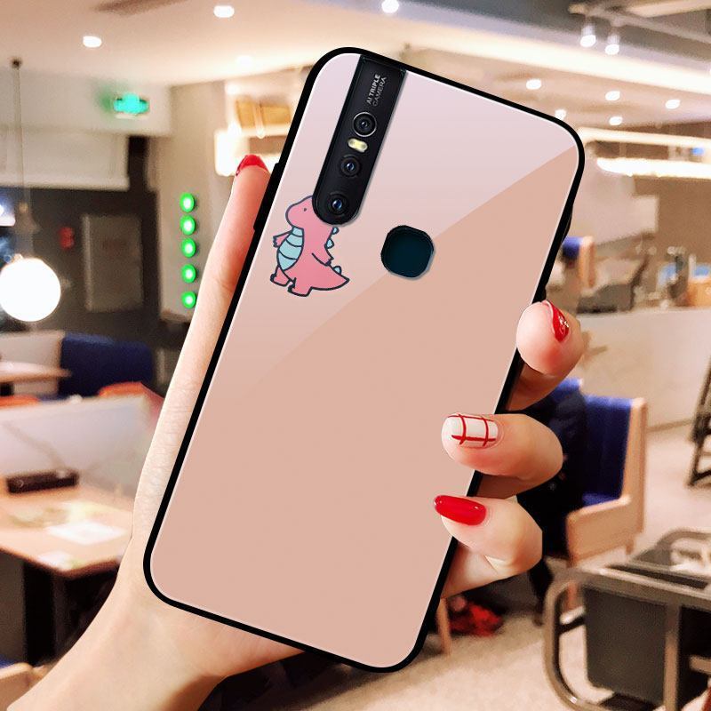 vivox30小恐龙手机壳vivox21手机壳vivox27个性x9plus粉x20玻璃s1创意