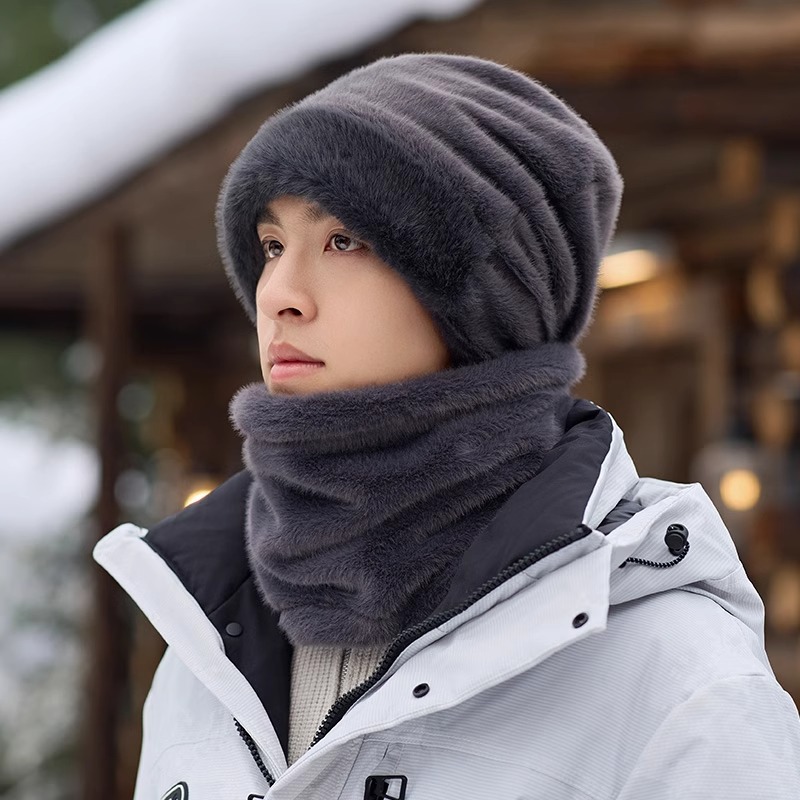 帽子男2024冬季保暖套头帽围脖骑行护耳防风加绒加厚面罩护颈围绒高清大图