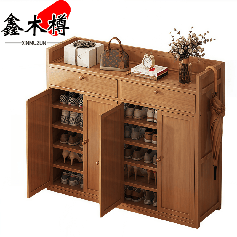 鑫木樽鞋柜120*32*107cm个高清大图