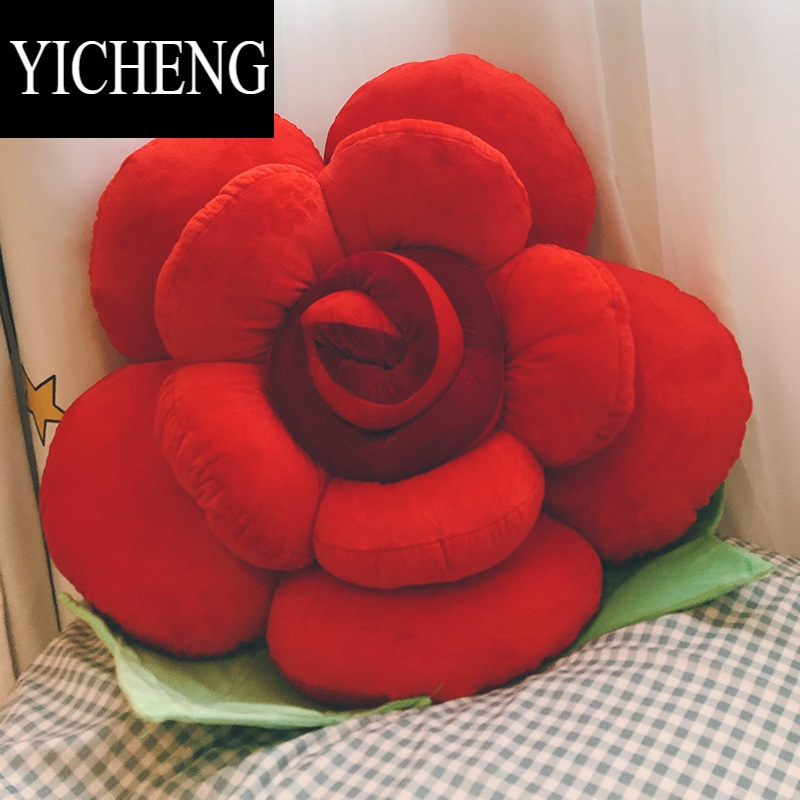 YICHENG玫瑰花抱枕毛绒靠枕可爱结婚礼物压床娃娃婚庆抛洒睡觉女生床上大